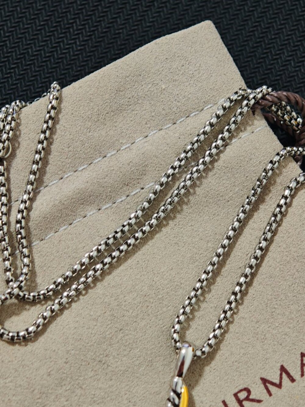 Two-Tone Cross Pendant Necklace, Sterling Silver & Gold Cable Cross Chain - Picture 3 of 10